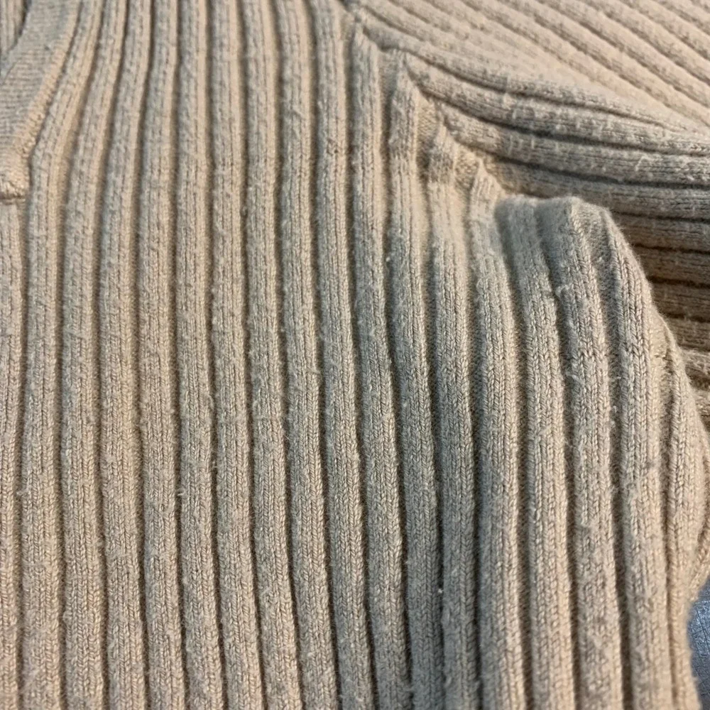 Abercrombie Fitch Ribbed Square Neck Crop Cardigan Beige Button Up Womens Medium